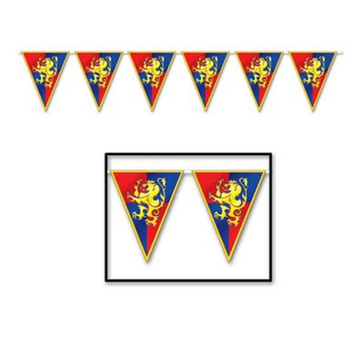 212 MAIN Medieval Theme Pennant Banner 12-Pack, 10ft Length Weatherproof 10x12ft Backdrops & Banners, Indoor/Outdoor Home & Party Supplies, 10' Length