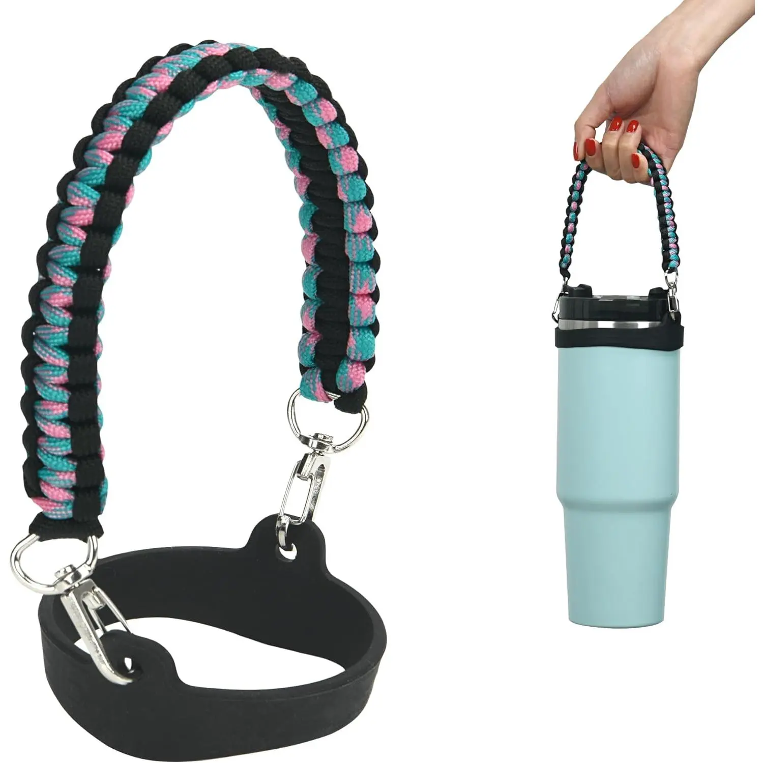 Wongeto Water Bottle Handle Strap - Compatible with Stanley Water Bottle - Paracord Handle for Stanley Cup Accessories