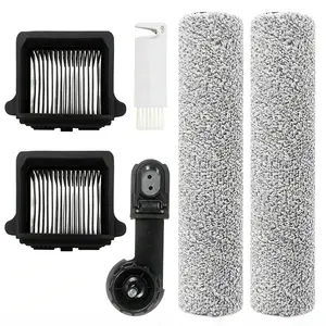 HOME TIMES 6 Pcs Replacement Brush Roller and Vacuum Filter For Tineco Floor ONE S7 Flashdry Smart Cordless Wet Dry Vacuum Cleaner(2 Roller Brush+2 Hepa Filter+1 Handle+1 Cleaning Brush)