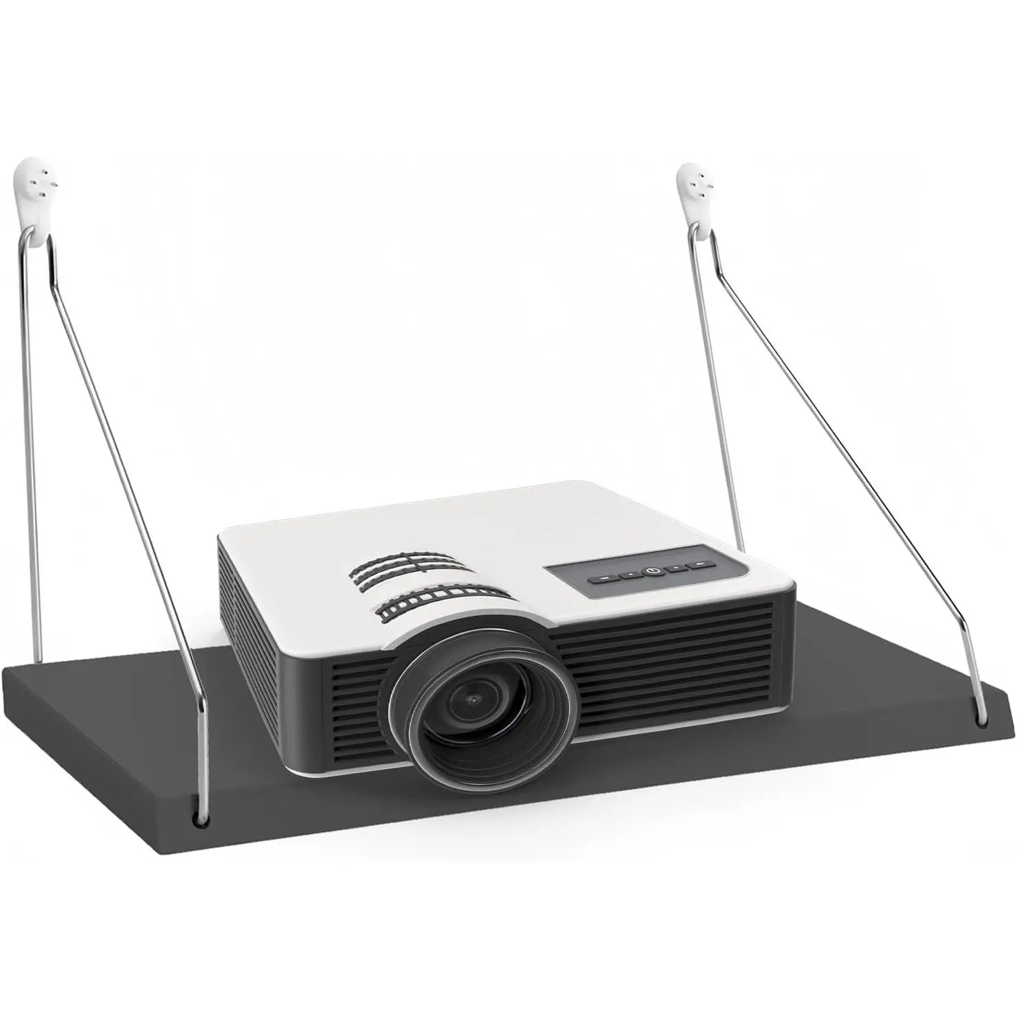 Projector Shelf for Wall No Drill, 12x8 Floating Wall Mount Shelf, Black