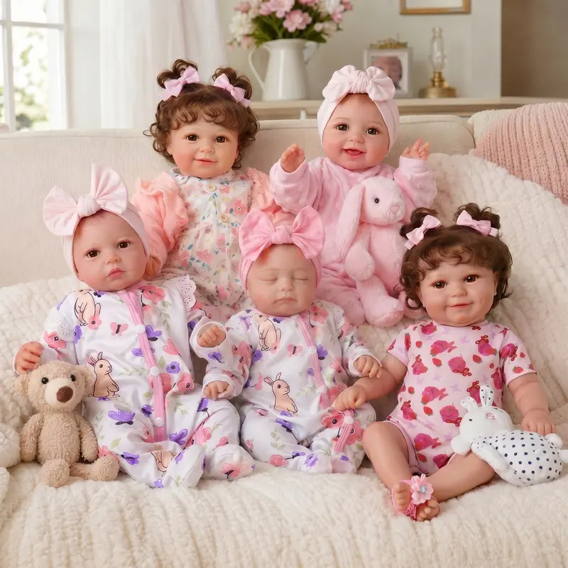 BABESIDE Gorgeous Lifelike Reborn Newborn Baby Doll - 12/17/20in Soft Body Full Vinyl Cuddly Cute Girl in Sleeping Pose, Toy Accessories Gift Set for Kids Age 3+
