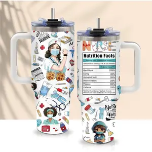 40oz Nurse Cups Tumbler with Handle Stainless Steel Nurse Appreciation Gifts for Women Coffee Travel Mug, Nurses Week Nursing School Graduation Gifts