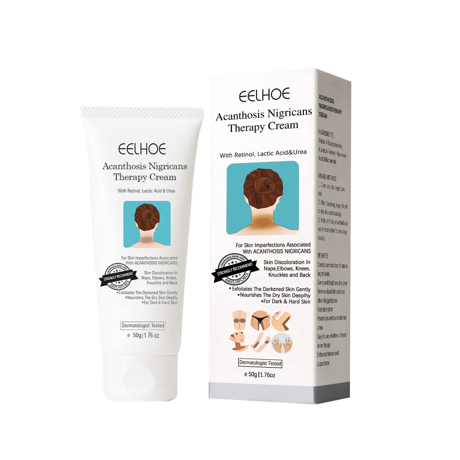 Cream for Acanthosis Nigricans with Lactic Acid| Dermatologist Tested Retinol Cream| Useful for Dark Body Parts like Neck, Ankles, Armpits & Elbows