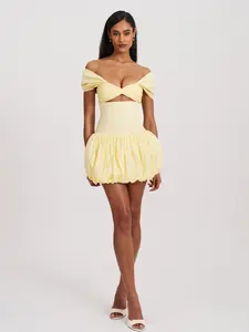 Umika Butter Yellow Bubble Hem Mini Dress (Archive Sale)