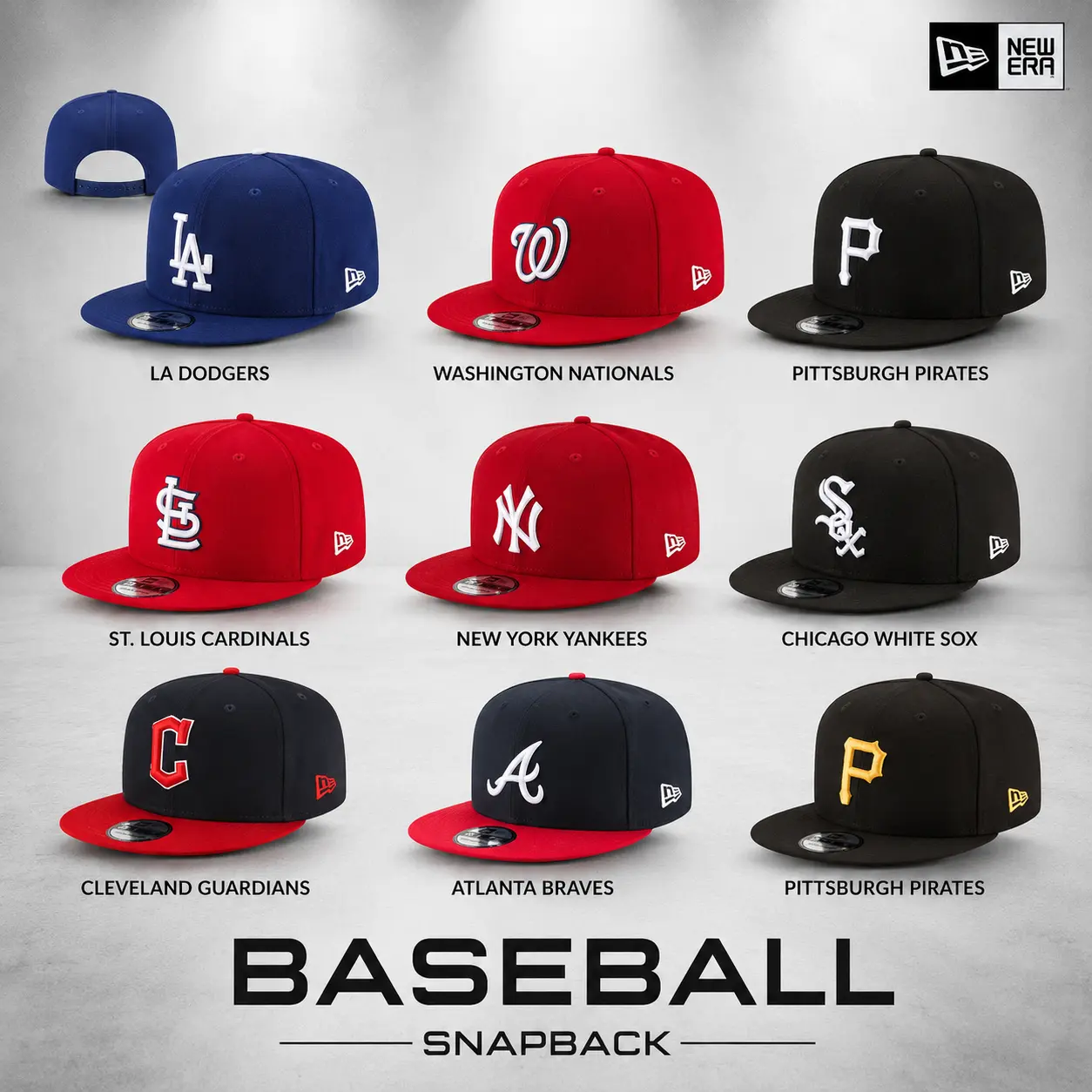 New Era MLB Snapback Hats - Collectible Sports Headwear for LA Dodgers, New York Yankees, Chicago White Sox Fitted Cool Hats