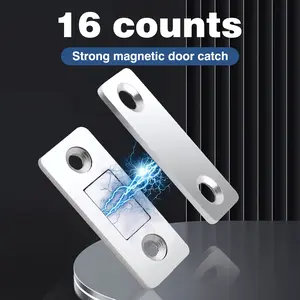 16 Counts Cabinet Magnetic Catch without Punching, For Kitchen, Bathroom & Bedroom Use