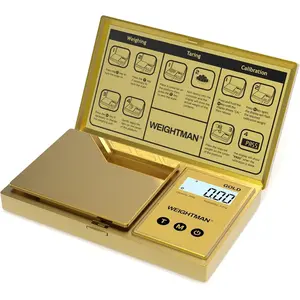 Digital Scale Gram, 200g/0.01g Pocket Scale Gold Titanium Plating, LCD Backlit Display, Mini Jewelry Scale with 6 Units, Auto Off, Tare Function for Food, Coins, Battery Included