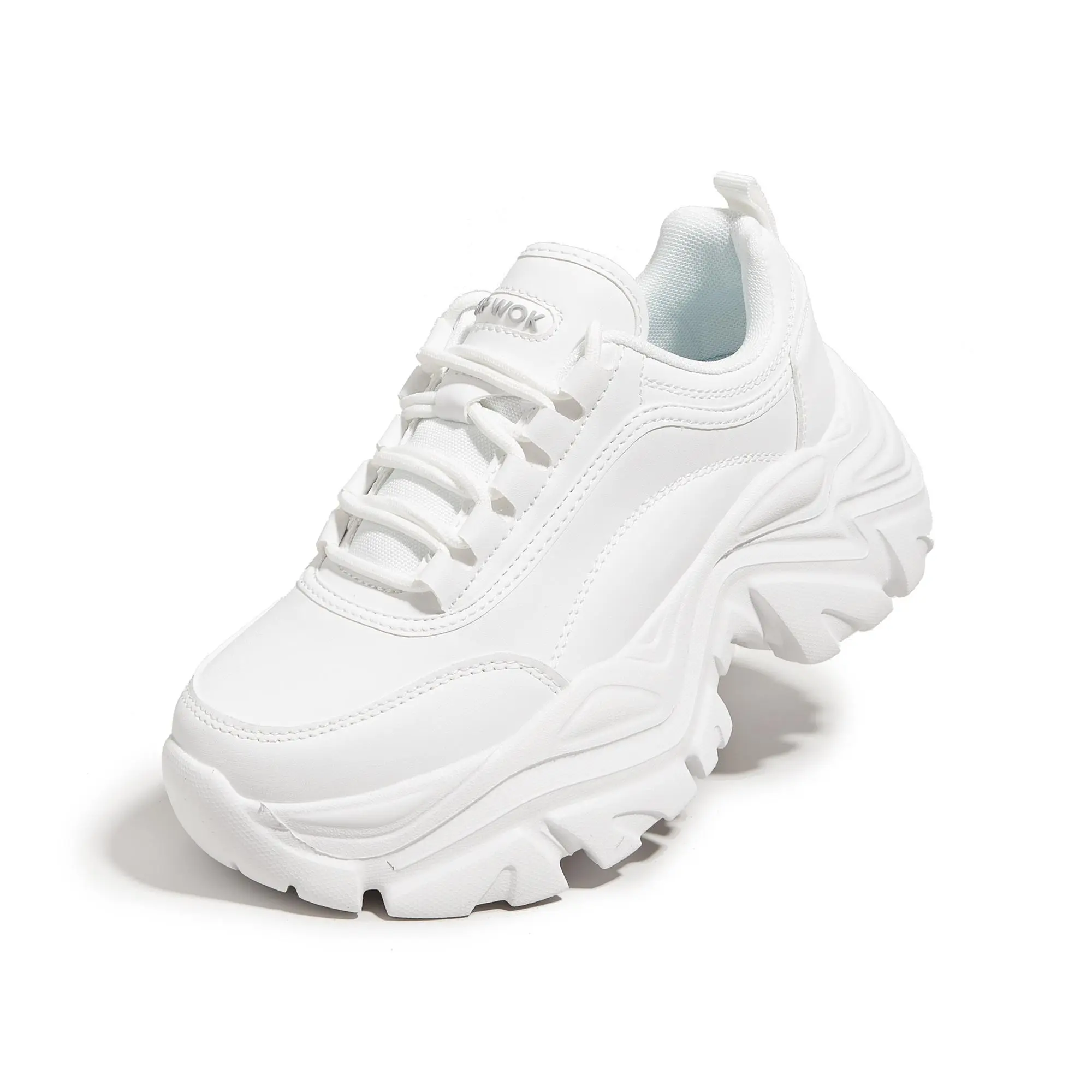 LUCKY STEP Women's Stylish Chunky Sneakers, Faux Leather Wedge Trainers with 3.15" Sole, Comfortable Athletic Shoes for Casual Walking, Plain Color Sneakers, Stylish Sneaker Training tiktokshopbacktoschool