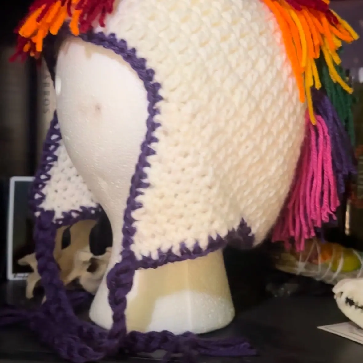 Rainbow Unicorn Handmade Crochet Beanie - Soft and Warm