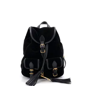 Pre-owned Yves Saint Laurent Velvet, Leather Backpacks Saint Laurent Festival Backpack Velvet Small by Rebag