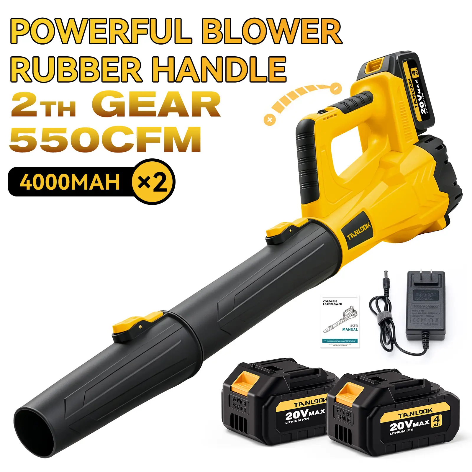 TANLOOK Variable Speed Cordless Leaf Blower & Vacuum - Rechargeable with New-Style Battery, Blow Tube, Lightweight Wireless, Tools and Gadgets for Lawn, Outdoor Surface Cleaning,toolupgrade