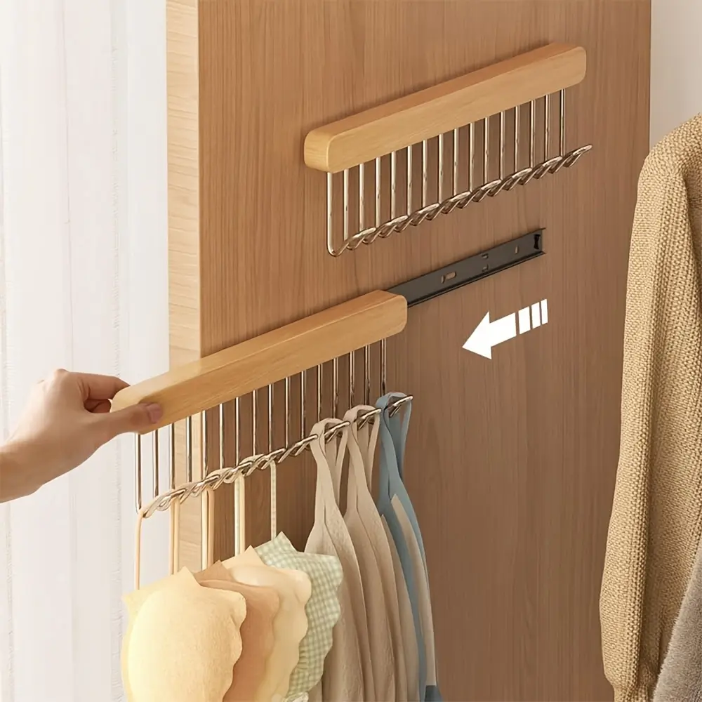 1pc Pull-Out Sliding Multifunctional Clothes Hanger, Closet Organizer for Belts, Ties, Vests, Scarves, Jewelry, Left Track Extension, Storage Rack
