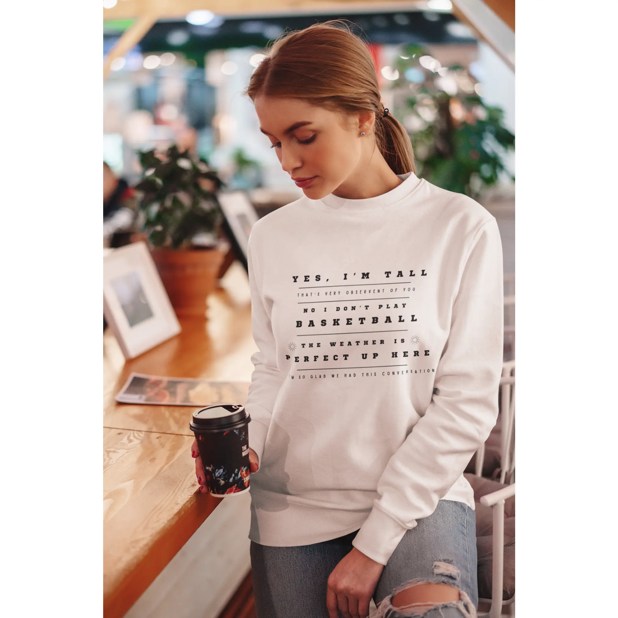Tall Girl: Yes I'm Tall, No I don't Play Basketball, Crewneck Sweatshirt