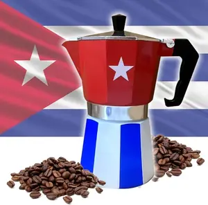 Cuban Coffee Pot  Moka Pot with Cuba Flag Design | Traditional Stovetop Espresso Maker for Authentic Cafe Cubano