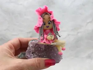 Amethyst Cluster with Clay Witch