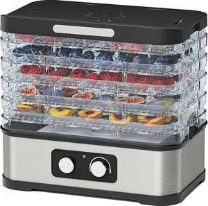 Food Dehydrator for Jerky, 5 Stackable BPA-Free Trays, Adjustable Temperature & 250W Compact Dehydrator Machine for Meat, Fruit, Mushroom, Herbs, Easy Knob Control, Recipe Included, 72H Max