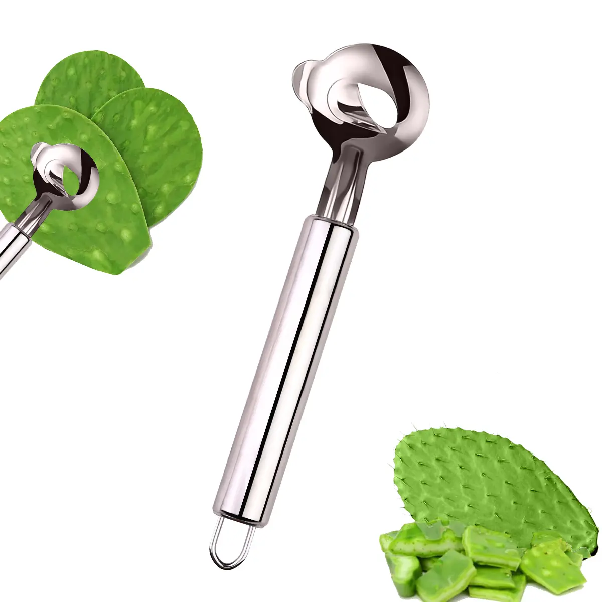 Durable Ergonomically Designed Stainless Steel Kitchen Utensils Tool Set - Manual Fruit Peeling Tools (Cactus, Blush Peelers), Multi-Functional Sharp Blade Spoon-Shaped Noodle Cutter, Easy-Clean for Home Cooks