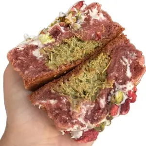 Strawberry pistachio stuffed cookie