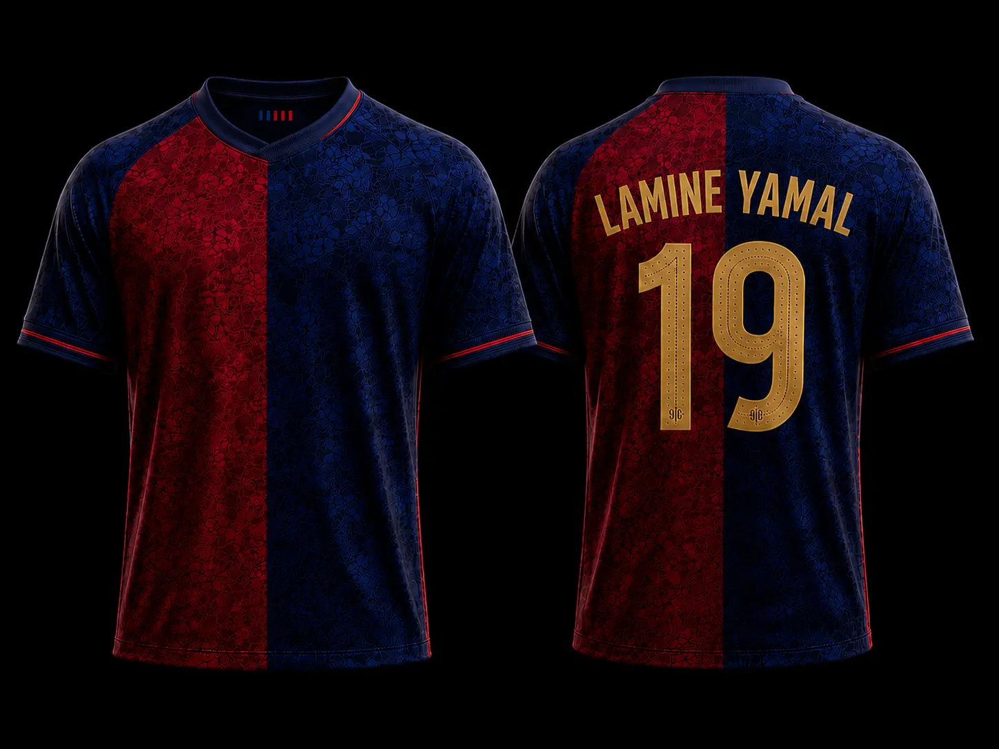 Lamine Yamal No. 19 Red & Navy Soccer Jersey – Men’s and Women’s Short Sleeve Football Fan Shirt