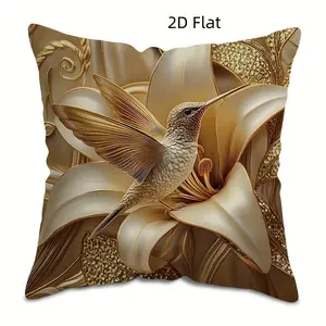 Modern Hummingbird and Lily Decorative Pillow Cover, 1 Piece, Invisible Zipper, Easy to Clean, for Bedroom, Living Room, Sofa, Car, Home Decoration