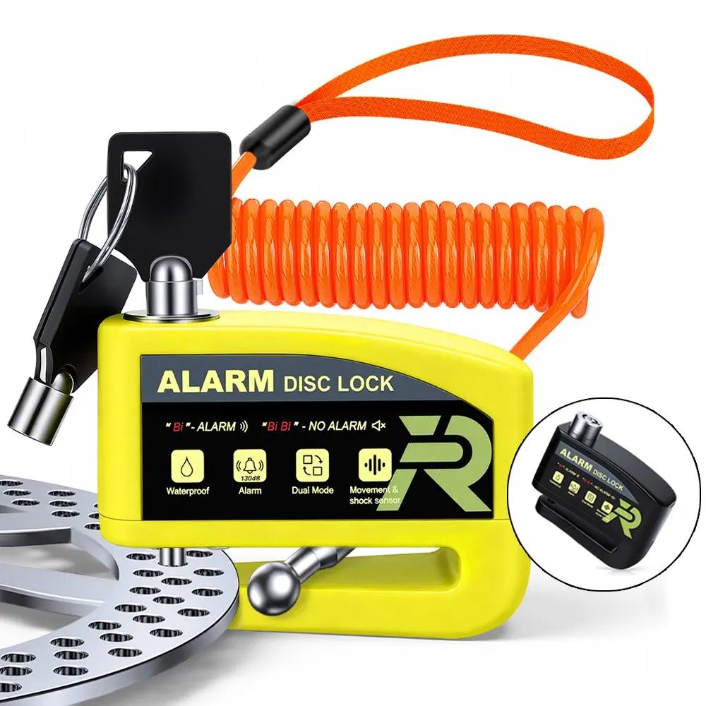 New Bicycle/motorcycle Disc Brake Lock, 130db Anti-Theft Alarm Ip65 Waterproof, Universal Bike Scooter, Long Battery Life, Dual Mode, Secure Lock, Motorcycle Locks Anti Theft, Motor Parts Accessories