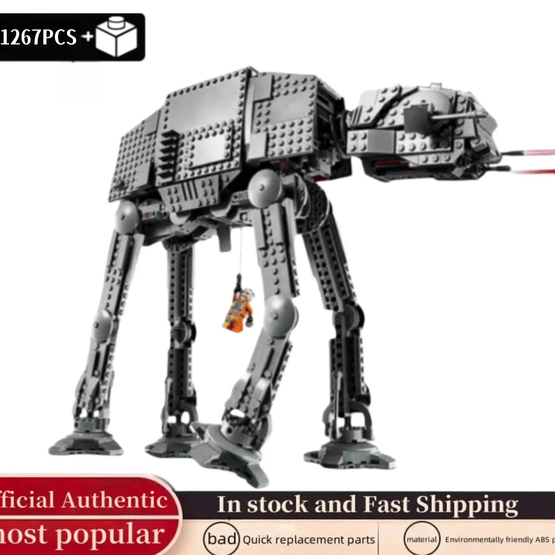 1267PCS/PZS Space AT-AT Walking Machine Assembly Model Interlocking Model Building Blocks Set Compatible with 75288 Children's Creative Assembly DIY Handicraft STEAM Toy Collection Christmas and Birthday Gifts Building Block Sets