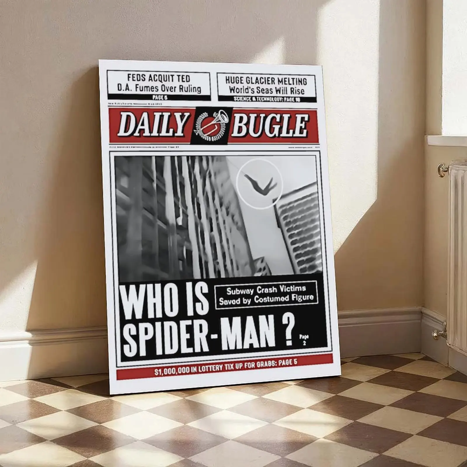 Who Is S-M Vintage Poster Daily Bugle Newspaper Wall Art Spider-Man Theme Decor