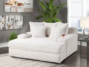 Modern Deep Seated Sleeper Sectional Plush Faux Rabbit Loveseat with Comfortable Cushions & Soft Texture for Living Rooms or Bedrooms