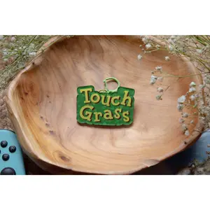 Animal Crossing Touch Grass 3" Acrylic Keychain | Holographic Front