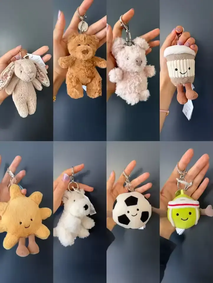 2026 JELLYCAT Limited Kawaii Soft Plush Keychain, Cute Stuffed Animal Keyring Charm, Must-Have Backpack Accessory, Perfect Birthday & Back To School Gift