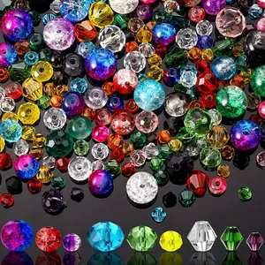 540/660pcs Sparkling Faceted Crackle Glass Beads - Beading & Jewelry Making Essentials - Loose Bicone Beads for DIY Bracelet, Necklace, and Jewelry Crafting Projects with Vibrant Colors and Iridescent Effects
