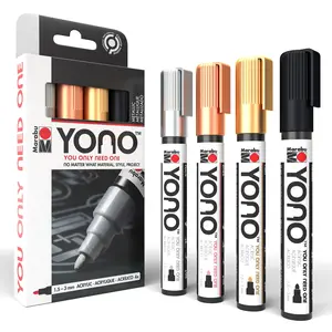 Marabu Metallic Paint Markers - Unleash Your Inner Artist - Transform Any Surface With These 4 Acrylic Paint Pens for Canvas, Rocks, Shoes & More