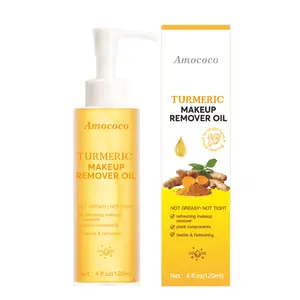Amococo Turmeric Makeup Remover Oil - Natural Turmeric Ingredient for Deep Cleansing & Soothing Skin - Gentle & Refreshing Formula - 4 fl oz