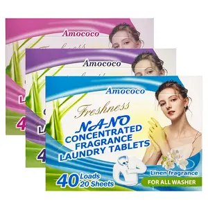 Freshness Nano Concentrated Laundry Tablets - Linen Fragrance for All Washer, 40 Loads of 20 Sheets, Multi-Purpose Cleaning Tablets