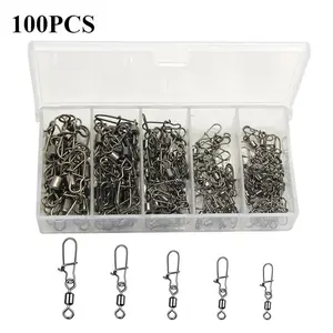 Fishing Tackle Swivel Set, 100pcs/box Ball Bearing Swivels & Split Rings, Essential Connectors for Lures and Hooks, The Perfect Fishing Gift for Men