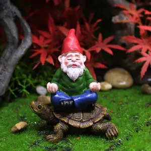 Creative Garden Gnome Statue Decorations Hand Painted Lawn Decoration Riding Turtle Landscape Home Courtyard Garden Decoration