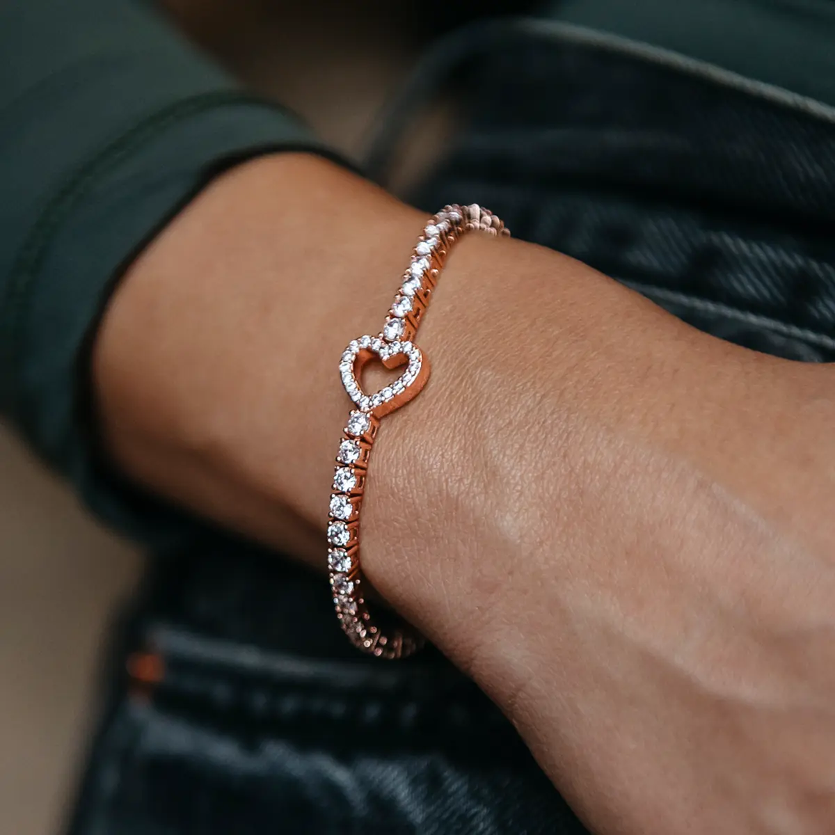GLD Heart Tennis Bracelet in Rose Gold - Perfect Gift #tiktokshopsummersale