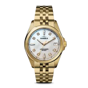 Shinola S0120484270 Circadian Monster 36mm Yellow Gold PVD Mother of Pearl Diamond Dial Watch