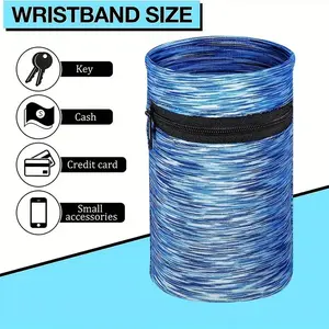 Unisex Running Wristband with Storage Bag, Full Print Zip Sweat Band, Multifunctional Gym Wrist Wallet, Comfortable High Elasticity Sports Bag, Workout Accessories