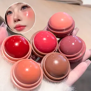 Ball Blush Cream, Korean Matte Cream Blush Stick, Ball Juice Blush, for lips and cheeks, waterproof, rich color return, universal shadow, brightening effect, significantly modifying facial contour effect