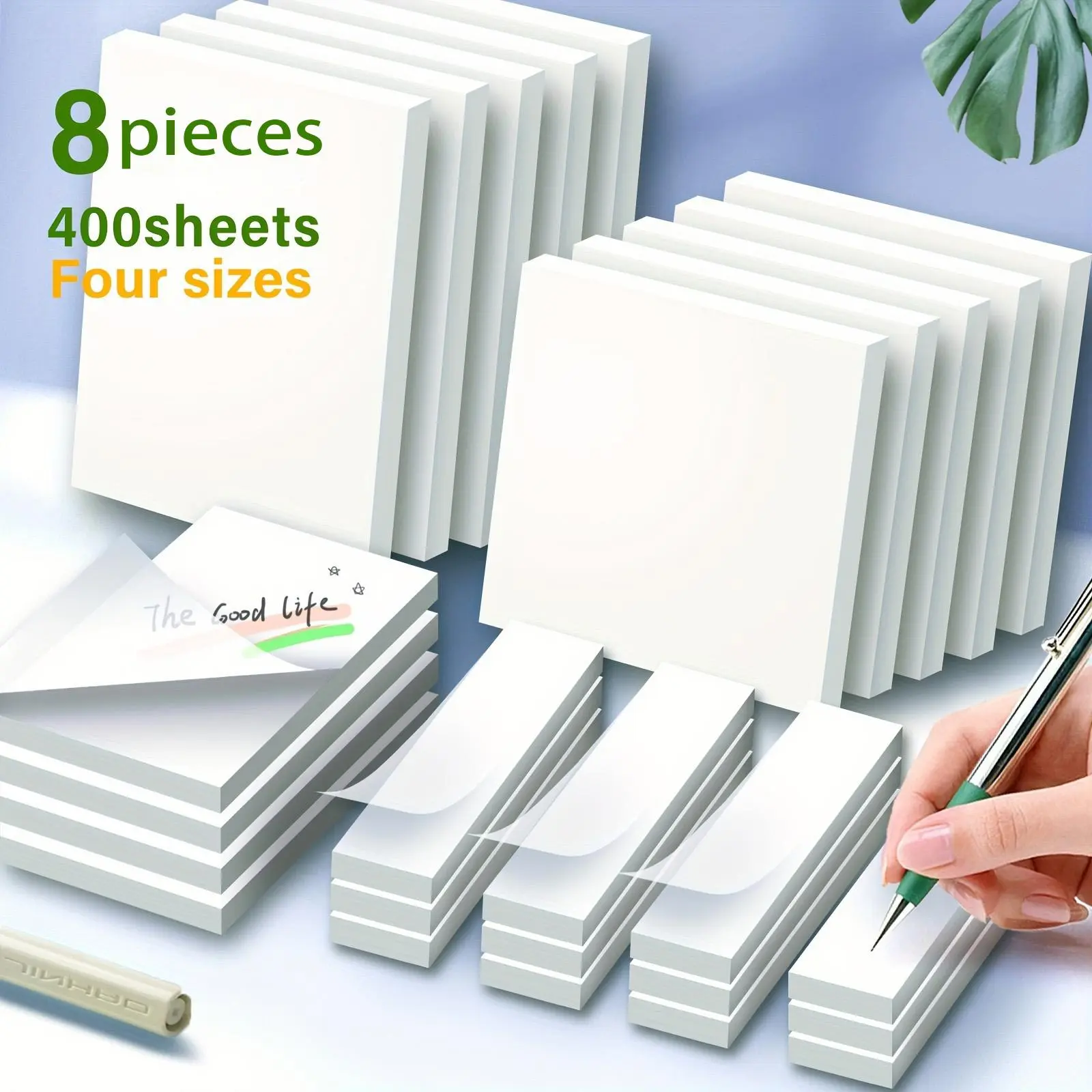 Transparent Sticky Note (8 Counts), 4 Sizes Sticky Notes, Post-it Note for Reading, Studying, Note Taking, School Office Stationery Supplies, Book Accessories