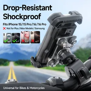 Lamicall Motorcycle Phone Mount – Dual Anti-Vibration Shock Absorber, Full Protection, 360° Secure Holder for iPhone 17pro/16/15/14/13 & All 4.7-6.7” Phones