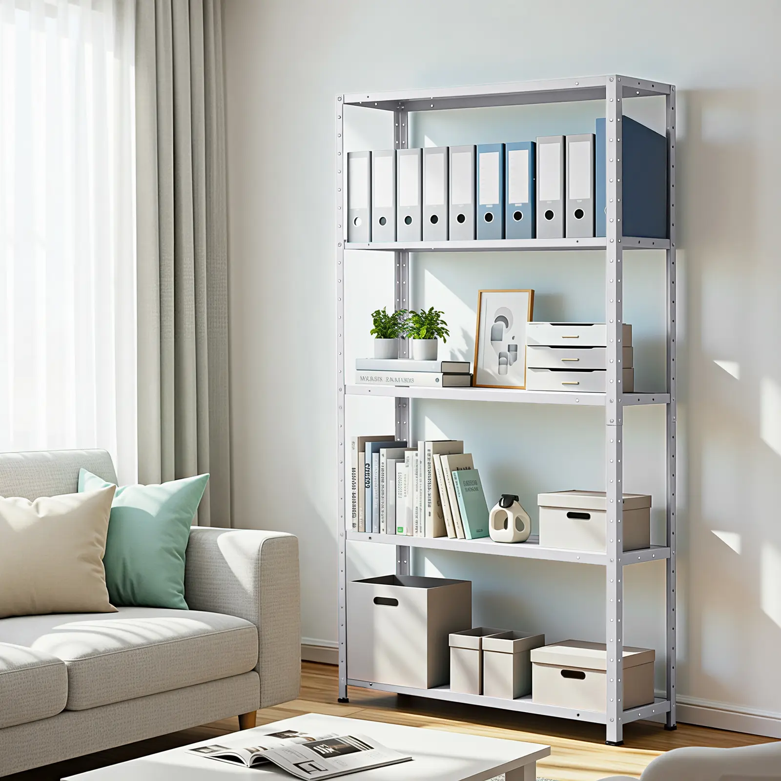 Heavy Duty 5-Tier Metal Storage Rack – Adjustable Freestanding Shelving Unit – Utility Organizer Shelf for Garage, Kitchen, Pantry, or Office – 68"H x 35"W x 12"D