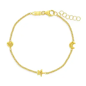 14k Gold 5"- 6" Polished Puffed Shapes Baby / Toddler / Kids Bracelet