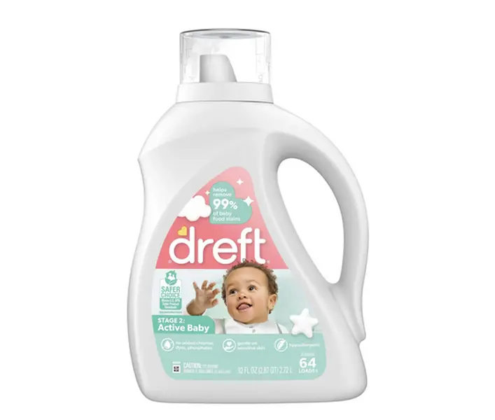 Dreft Active Baby Liquid Laundry Detergent, Hypoallergenic for Sensitive Skin, 92 fl oz (64 Loads), #1 Pediatrician Recommended, USA Made Liquid Detergents, Laundry Detergent Bulk