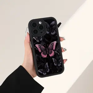 Butterfly Pattern Full-Coverage Shockproof Phone Case Compatible with iPhone 17/16/15/14 Pro and Samsung S25/24/23/22 Series Protective Cellphone