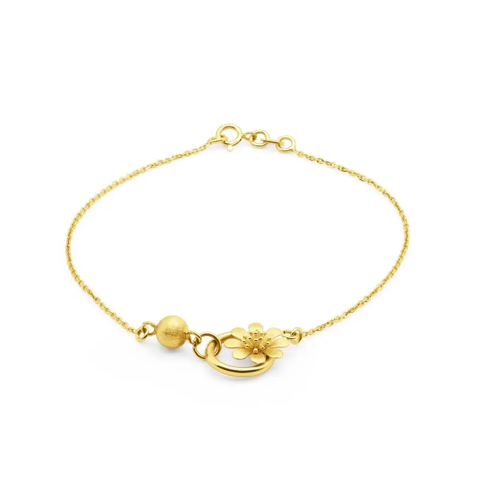 18k Gold Floral Charm Bracelet
