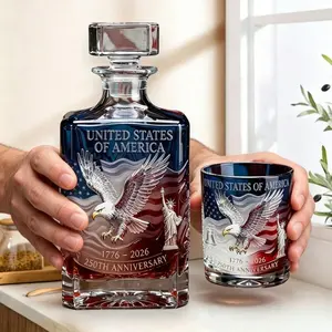 New glass bottle American 250th anniversary Decorative Glass Drinkware Whiskey Glass Gift bottle set