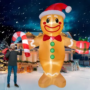 JOIEDOMI 12 FT Tall Christmas Inflatables Outdoor Decorations, Giant Gingerbread Inflatable Christmas Blow Up Yard Decorations with LEDs, Gingerbread Blow Up for Xmas Lawn Garden Outside Decor
