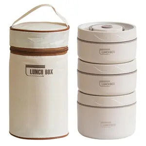 New upgrade Portable Insulated Food Lunch Box Set, Microwave Heated, Stainless Steel Lunch Box Set with 3 440ML and 600ML Insulated Food Boxes, Comes with Insulated Bags, Suitable for High Quality Plastic Tableware for Adults and Children